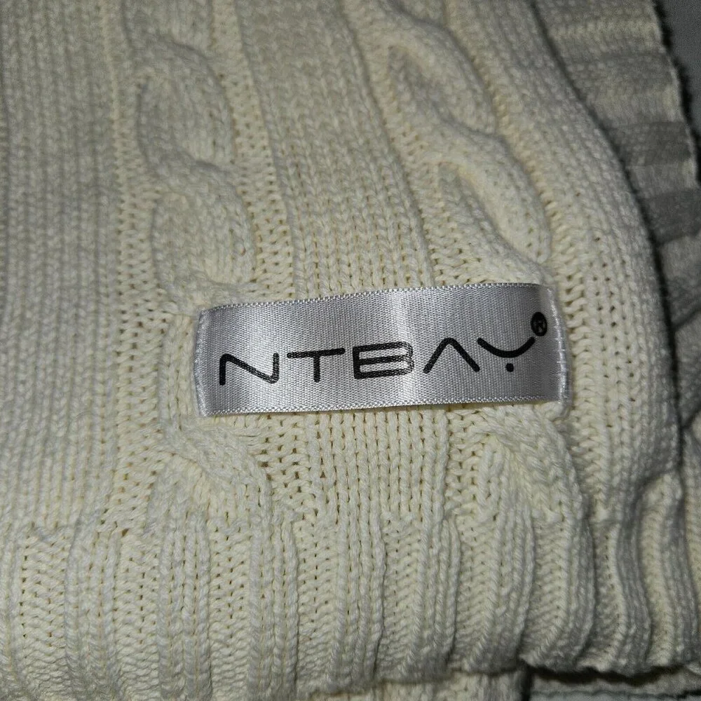NTBAY Ivory Cable Knit Throw Blanket 30x42
